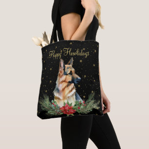 Watercolor Cute Dog Happy Howlidays Tote Bag