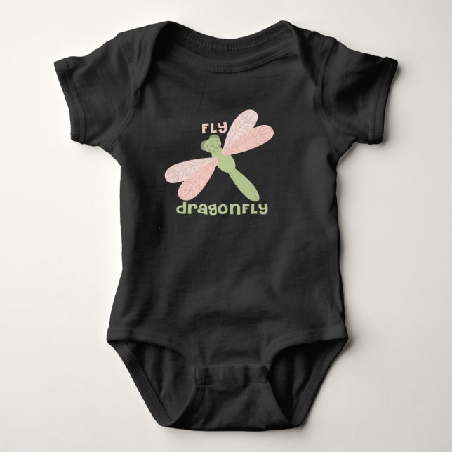 Watercolor cute dragonfly baby bodysuit (Front)