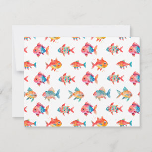Watercolor Cute Fish Personalise Stationery  Card
