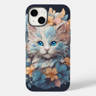Watercolor Cute Floral Cat Splash Case-Mate iPhone 14 Case