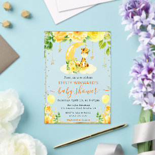 Watercolor Cute Floral Giraffe Baby Shower Acrylic Invitations