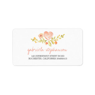 watercolor cute floral heart label