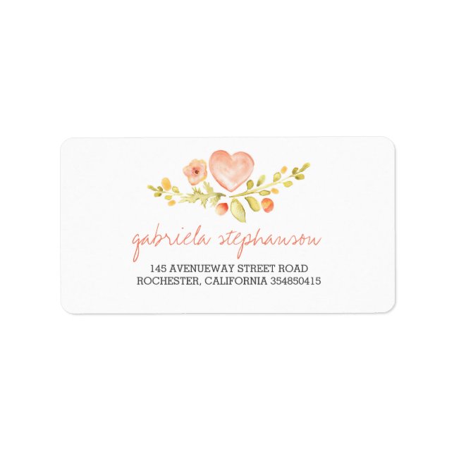 watercolor cute floral heart label (Front)