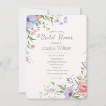 Watercolor Cute Floral Meadow  Bridal Shower