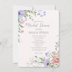 Watercolor Cute Floral Meadow Bridal Shower Invitation