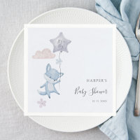 Watercolor Cute Fox Flying Balloon Boy Baby Shower