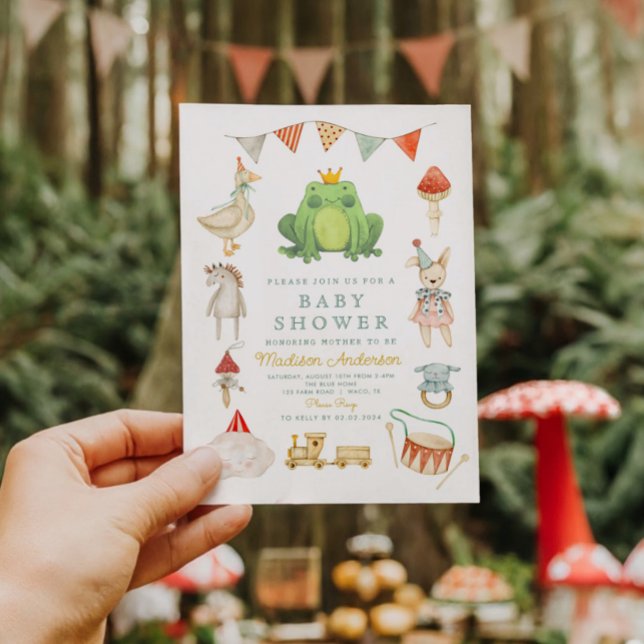 Watercolor Cute Frog  Baby Shower Invitation (Creator Uploaded)