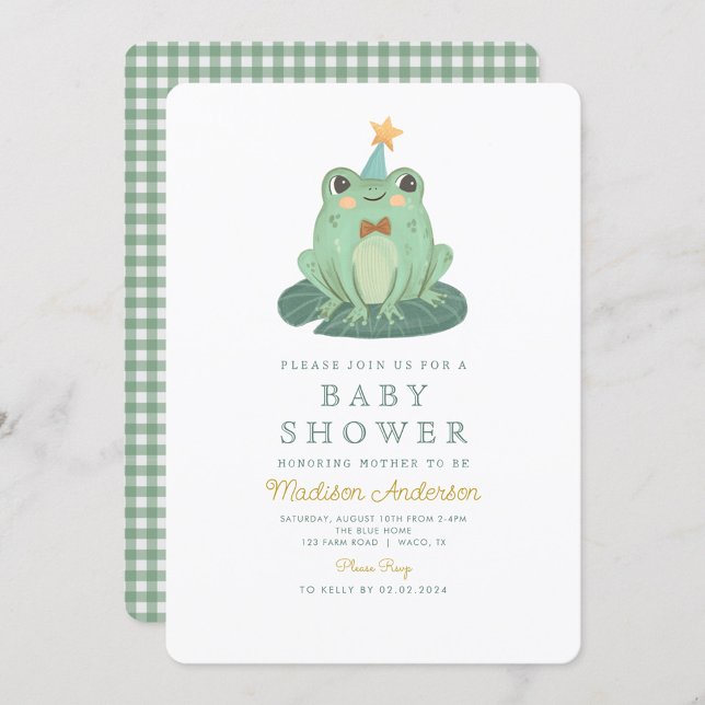 Watercolor Cute Frog  Baby Shower Invitation (Creator Uploaded)