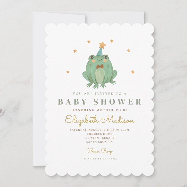 Watercolor Cute Frog  Baby Shower Invitation (Front)