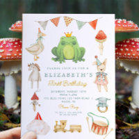 Watercolor Cute Frog Toys Cottage First Birthday