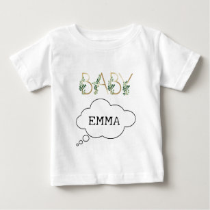 Watercolor Cute Fun Baby Slogan Name Personalised  Baby T-Shirt