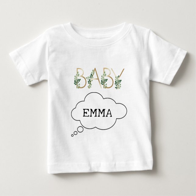 Watercolor Cute Fun Baby Slogan Name Personalised  T-Shirt (Front)