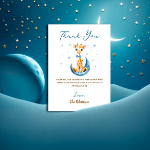 Watercolor Cute Giraffe Baby Shower It's a Boy Thank You Card