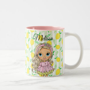 Watercolor Cute Girl Any Name Two-Tone Coffee Mu Mug