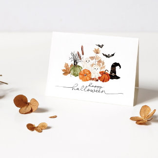 Watercolor cute Halloween Card