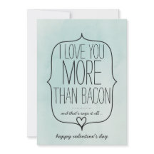 Watercolor Cute Heart Funny Bacon Valentines Day