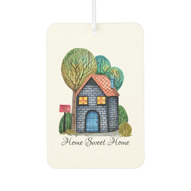 Watercolor Cute Home Sweet Home Art Car Air Freshener (Front)