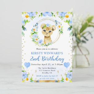 Watercolor Cute Jungle Lion Kids Birthday Invitation