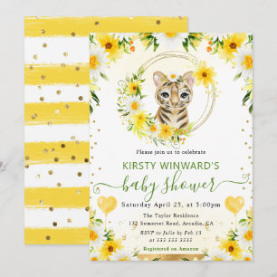 Watercolor Cute Jungle Tiger Baby Shower Invitation