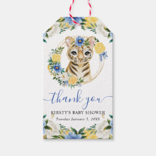 Watercolor Cute Jungle Tiger Floral Baby Shower Gift Tags