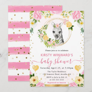 Watercolor Cute Jungle Zebra Baby Shower Invitation