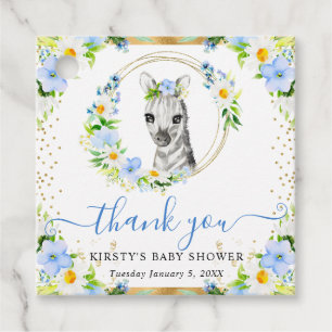 Watercolor Cute Jungle Zebra Floral Baby Shower Favour Tags