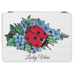 Watercolor Cute Ladybird With Blue Wild Flowers iPad Air Cover