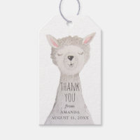 Watercolor cute lama. Kids birthday thank you