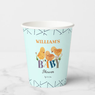 Watercolor Cute Little Chicken Family Baby Shower Paper Cups
