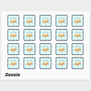 Watercolor Cute Little Chicken Family Baby Shower Square Sticker