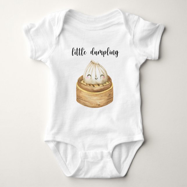 Watercolor cute little dumpling baby bodysuit (Front)