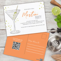 Watercolor Cute Martini Party Whimsical QR Code