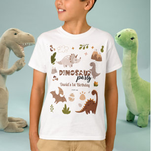 Watercolor Cute Neutral Dinosaur Party Birthday T-Shirt