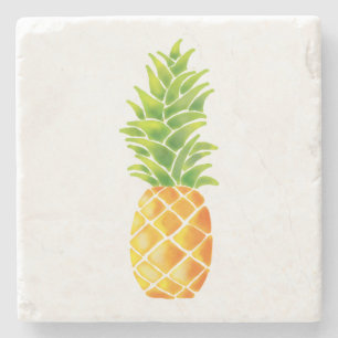 Watercolor Cute Orange Pineapple Stone Coaster