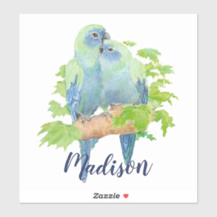 Watercolor Cute Parrot Bird Couple Art