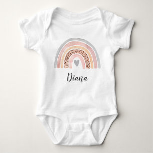 Watercolor cute pastel rainbow name personalised   baby bodysuit
