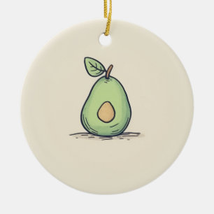 Watercolor Cute Pear  Ceramic Ornament