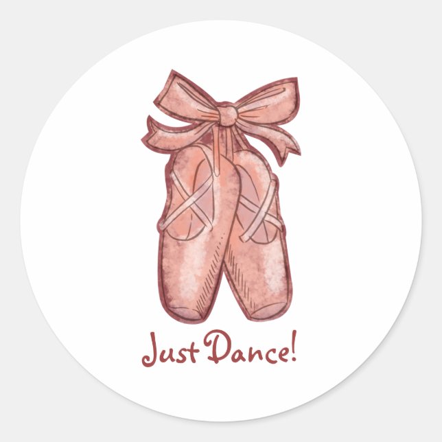 Watercolor Cute Pink Ballet Shoes Personalised Classic Round Sticker (Front)