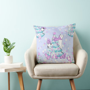 Watercolor Cute Polar Bear and Penguin Christmas Cushion