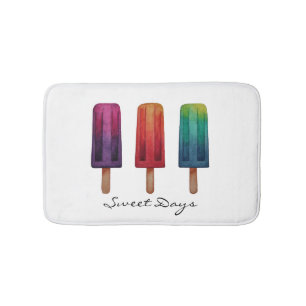 Watercolor Cute Popsicle Ice Creams Bath Mat