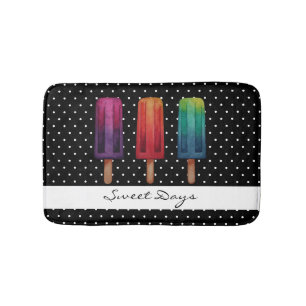 Watercolor Cute Popsicle Ice Creams Bath Mat