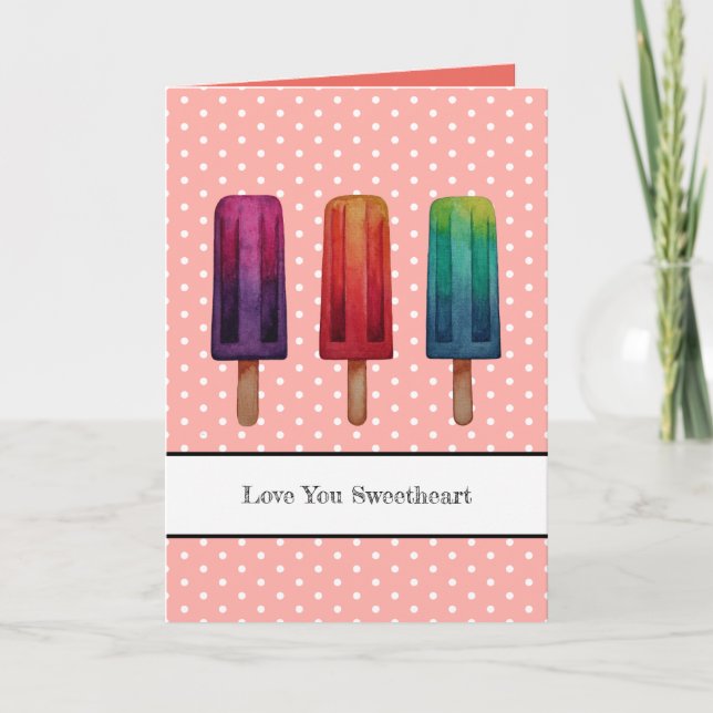 Watercolor Cute Popsicle Ice Creams Card (Front)