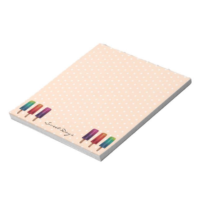 Watercolor Cute Popsicle Ice Creams Notepad (Rotated)