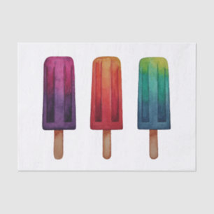 Watercolor Cute Popsicle Ice Creams Tissue Paper