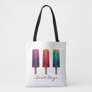 Watercolor Cute Popsicle Ice Creams Tote Bag