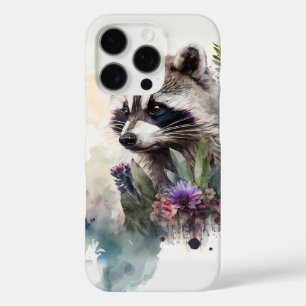 Watercolor Cute Racoon Spring Flowers iPhone 16 Pro Case