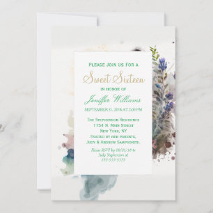 Watercolor Cute Racoon Spring Flowers Invitation