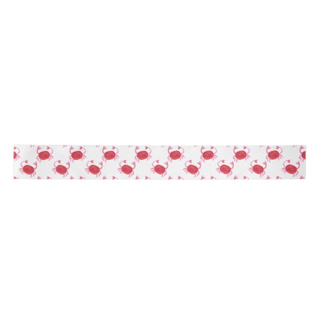 watercolor cute red crabs ribbon satin ribbon (Front)