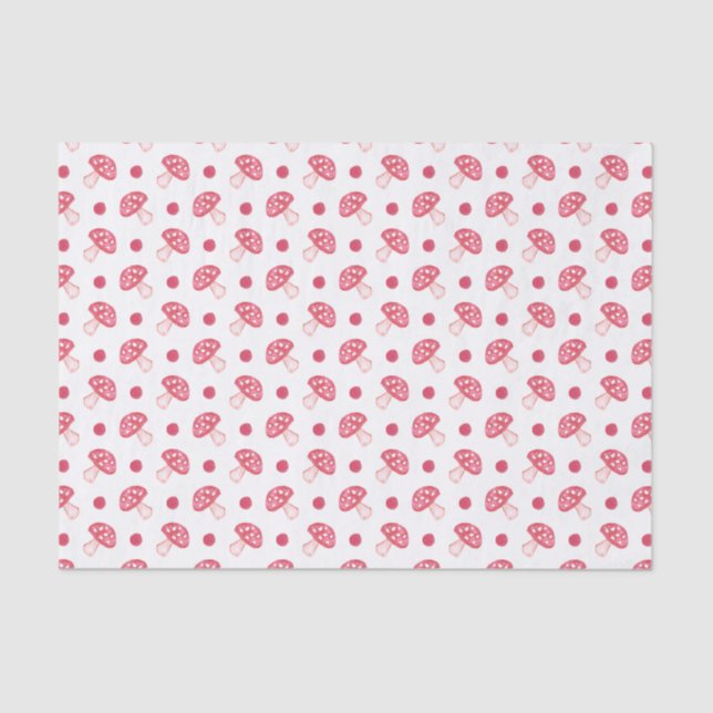 watercolor cute red mushrooms and polka dots tissue paper (Front)