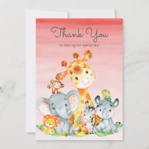 Watercolor Cute Safari Jungle Animals Thank You